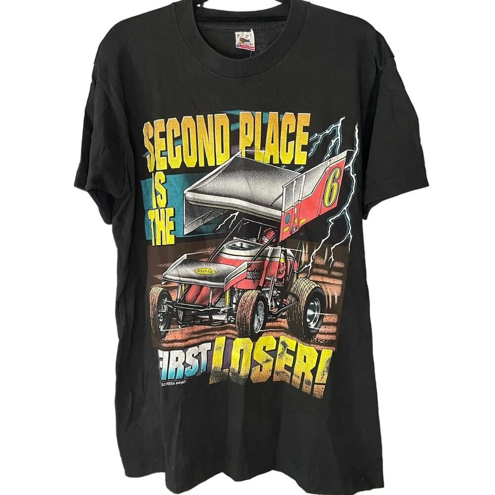 Vintage 90s Second Place is the First Loser Outlaw Sprints Single Stitch Shirt M